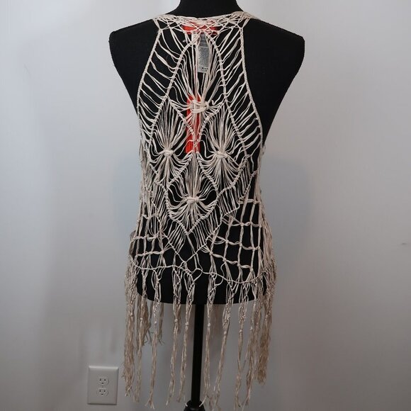 Left on Houston Fringe Boho Vest Cochella Vibes M - Picture 7 of 9